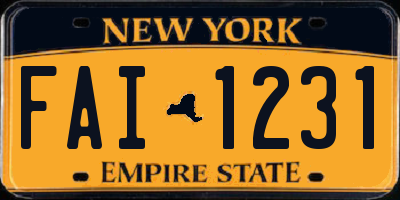 NY license plate FAI1231