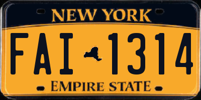 NY license plate FAI1314