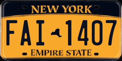 NY license plate FAI1407