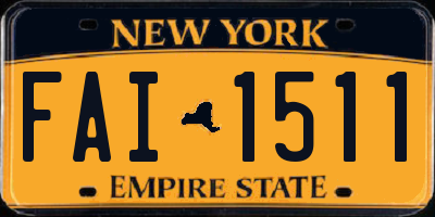 NY license plate FAI1511