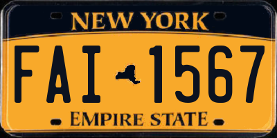 NY license plate FAI1567