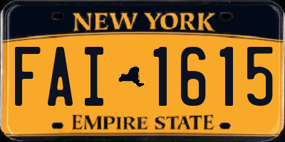 NY license plate FAI1615