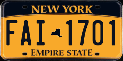 NY license plate FAI1701
