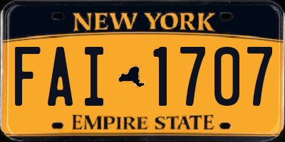 NY license plate FAI1707