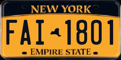 NY license plate FAI1801