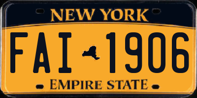 NY license plate FAI1906