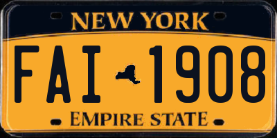 NY license plate FAI1908