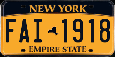 NY license plate FAI1918