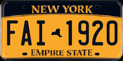 NY license plate FAI1920