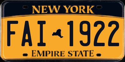 NY license plate FAI1922