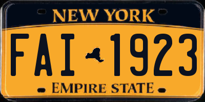 NY license plate FAI1923