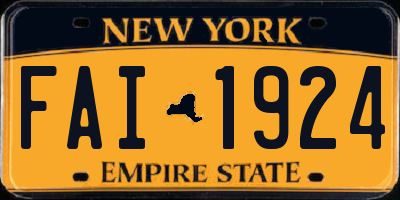 NY license plate FAI1924