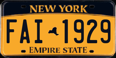 NY license plate FAI1929