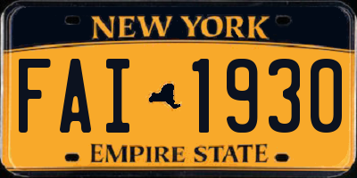 NY license plate FAI1930
