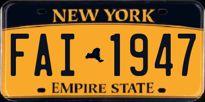 NY license plate FAI1947