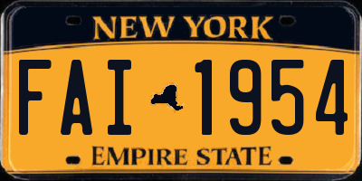 NY license plate FAI1954
