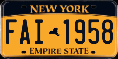 NY license plate FAI1958