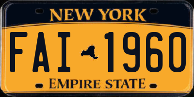 NY license plate FAI1960