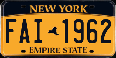 NY license plate FAI1962