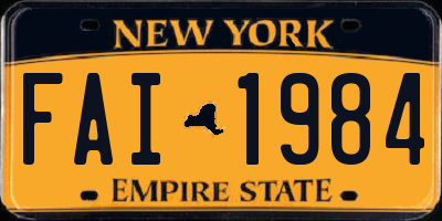 NY license plate FAI1984