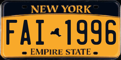 NY license plate FAI1996