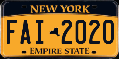 NY license plate FAI2020