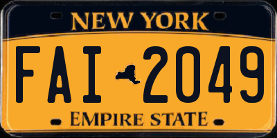NY license plate FAI2049