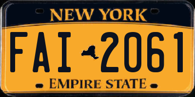 NY license plate FAI2061