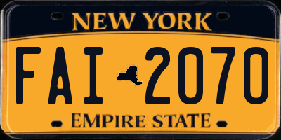 NY license plate FAI2070