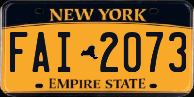 NY license plate FAI2073