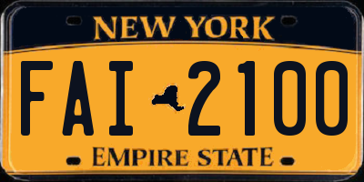 NY license plate FAI2100