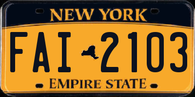 NY license plate FAI2103