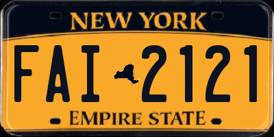 NY license plate FAI2121