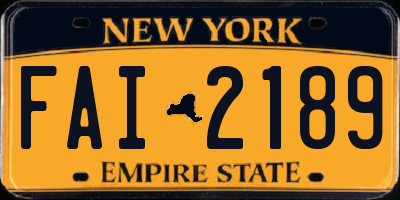 NY license plate FAI2189