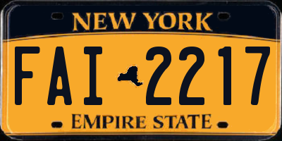 NY license plate FAI2217
