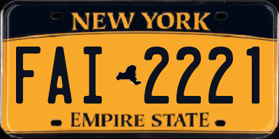 NY license plate FAI2221