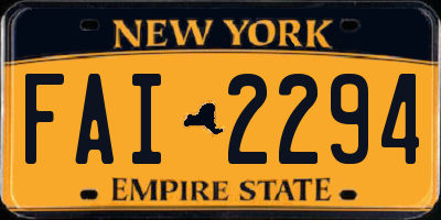 NY license plate FAI2294
