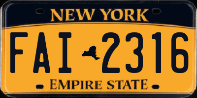 NY license plate FAI2316