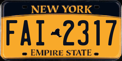 NY license plate FAI2317