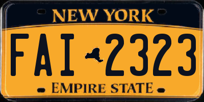 NY license plate FAI2323