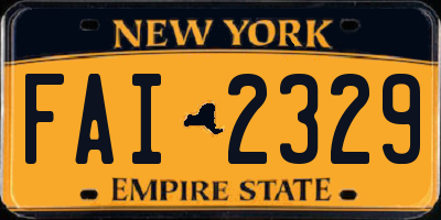 NY license plate FAI2329