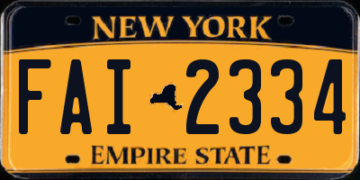 NY license plate FAI2334