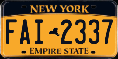 NY license plate FAI2337