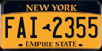 NY license plate FAI2355