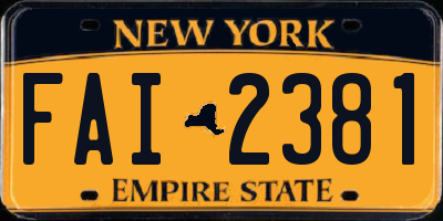 NY license plate FAI2381