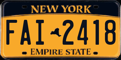 NY license plate FAI2418