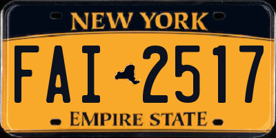 NY license plate FAI2517