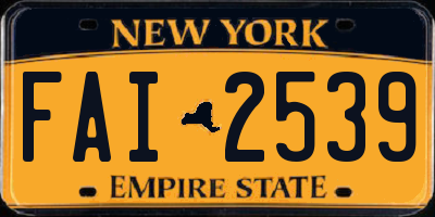 NY license plate FAI2539