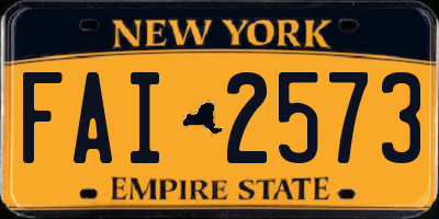 NY license plate FAI2573