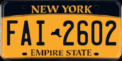 NY license plate FAI2602